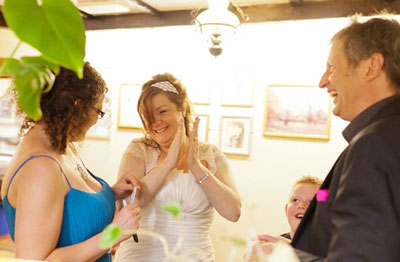 Bride applauding magic