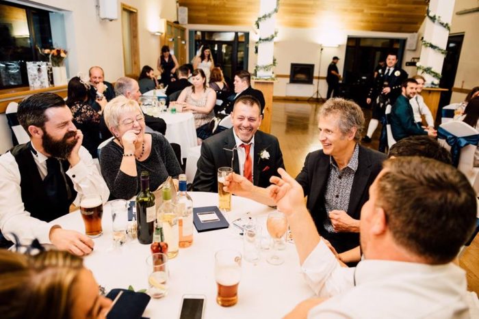 Luke performing magic at a wedding near Bridgend